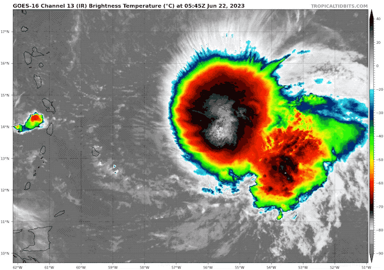 Tropical Storm Bret satellite loop Thursday morning