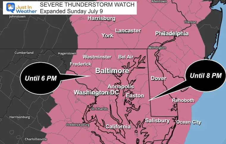 July 9 Weather Severe Thunderstorm Watch Expanded