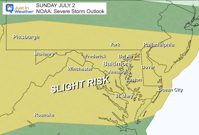 July 1 weather severe storm risk Sunday