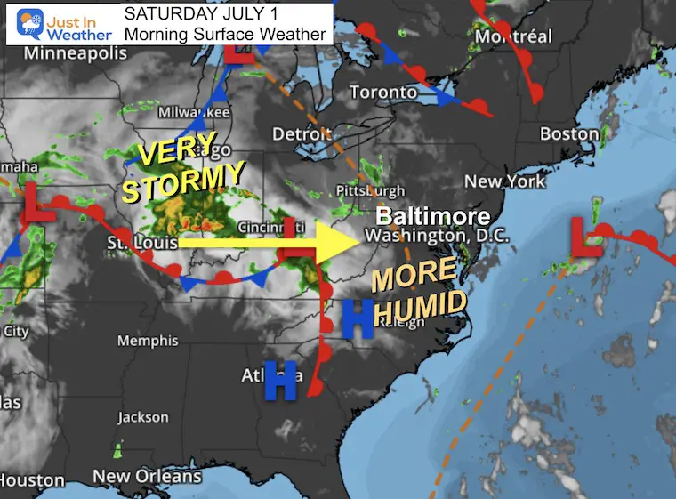 July 1 weather map Saturday morning