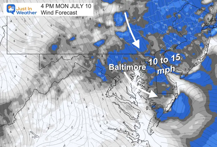 July 10 wind forecast monday afternoon