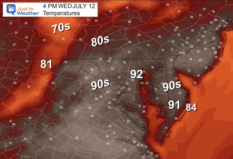 July 11 weather temperatures Wednesday afternoon