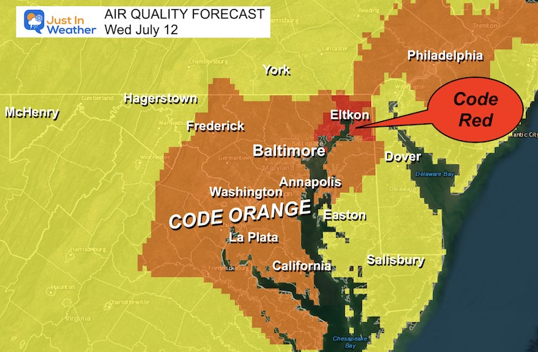 July 12 weather air quality Maryland