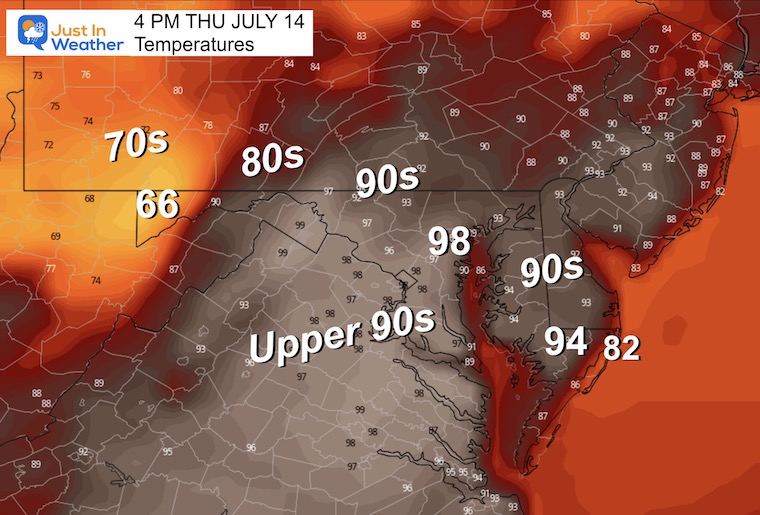 July 12 weather temperatures Thursday afternoon