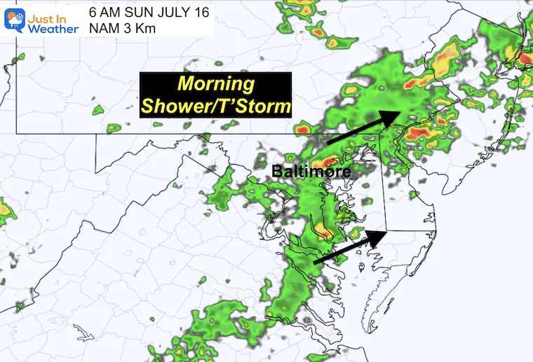 July 15 weather forecast radar Sunday morning