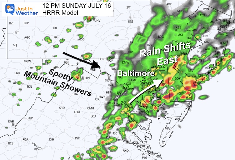July 17 weather forecast radar Sunday Noon