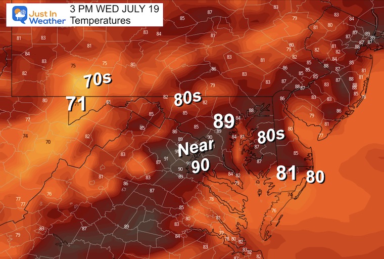 July 18 weather temperatures Wednesday afternoon
