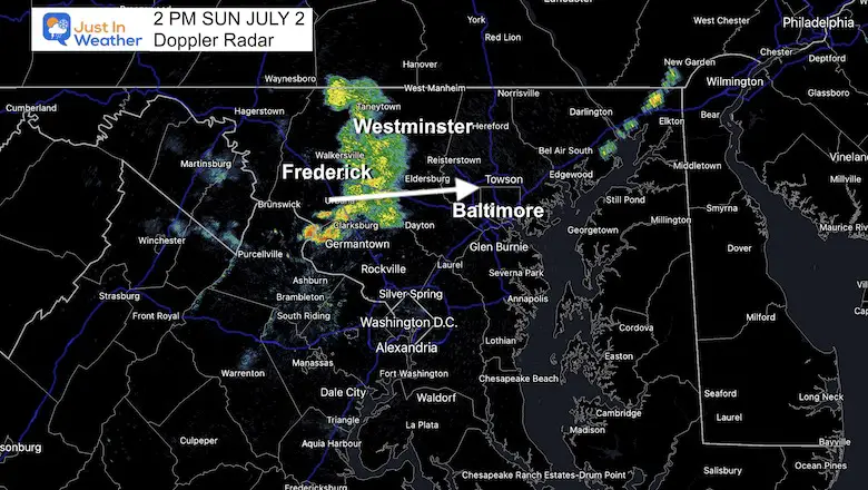 July 2 weather doppler radar Sunday 2 PM