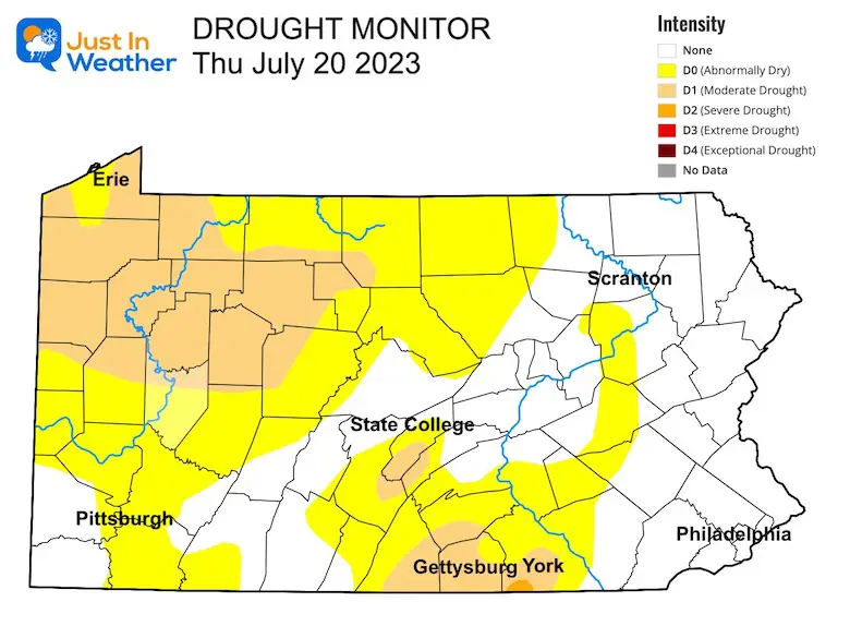 July 20 weather drought map Pennsylvania