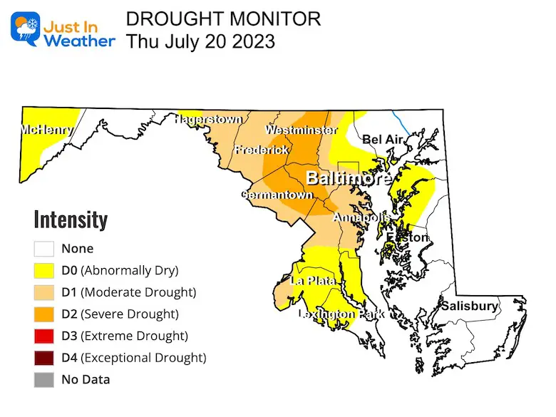 July 20 weather drought map Maryland