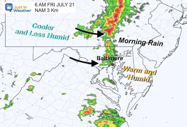 July 20 weather radar forecast Friday morning