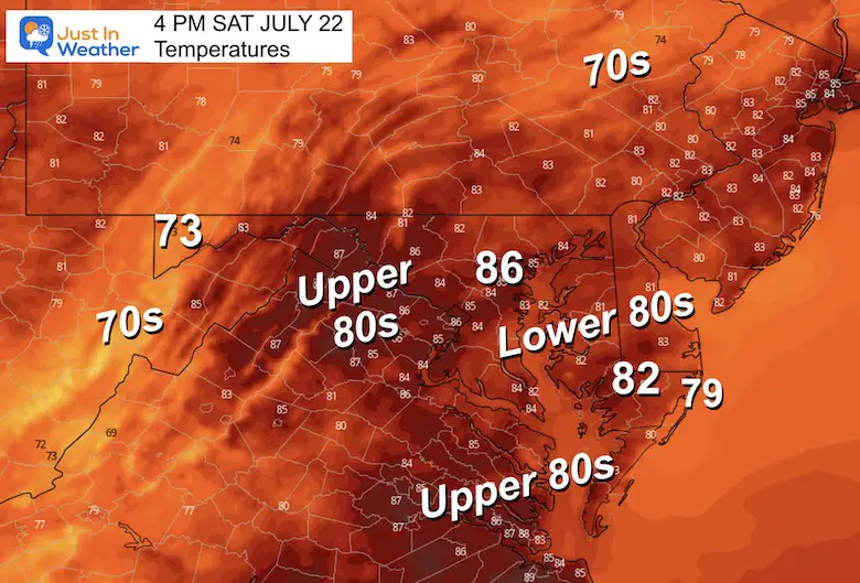 July 22 weather temperatures Saturday afternoon