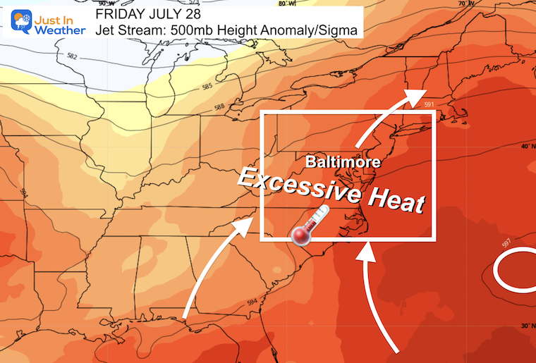 July 22 weather jet steam heat wave forecast Friday