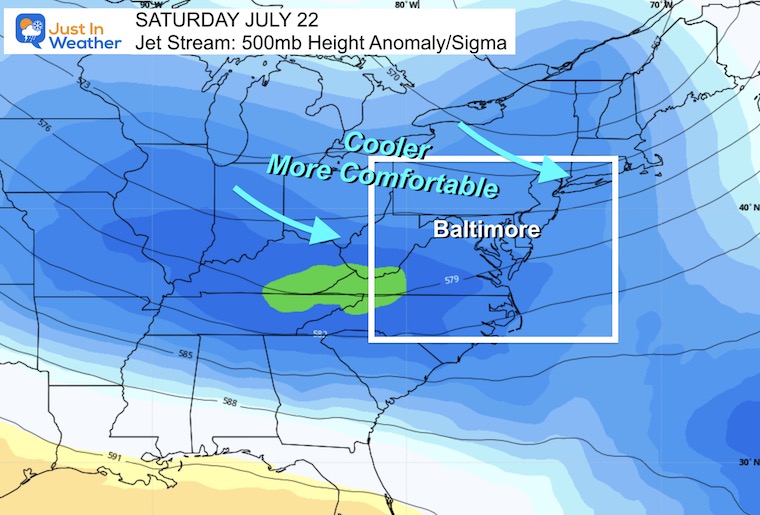 July 22 weather jet steam heat wave forecast Saturday