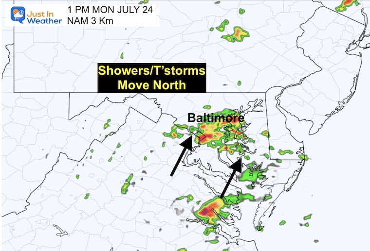 July 23 weather forecast radar storm Monday