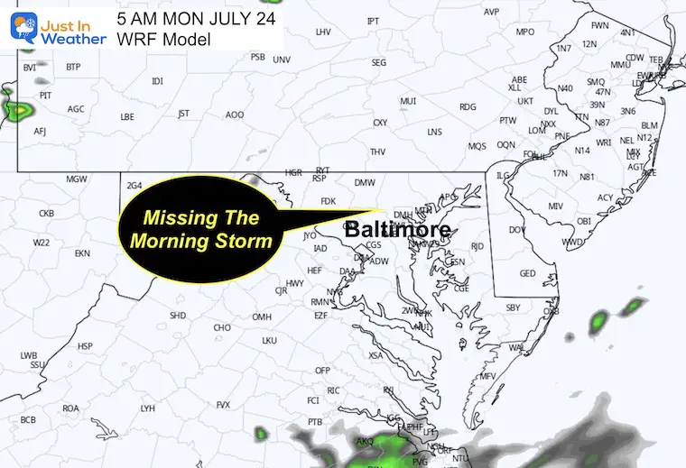 July 24 weather Monday morning storm radar forecast WRF