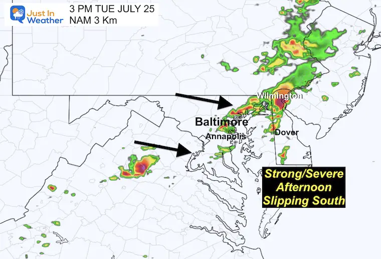 July 25 weather storm radar Tuesday 3 PM