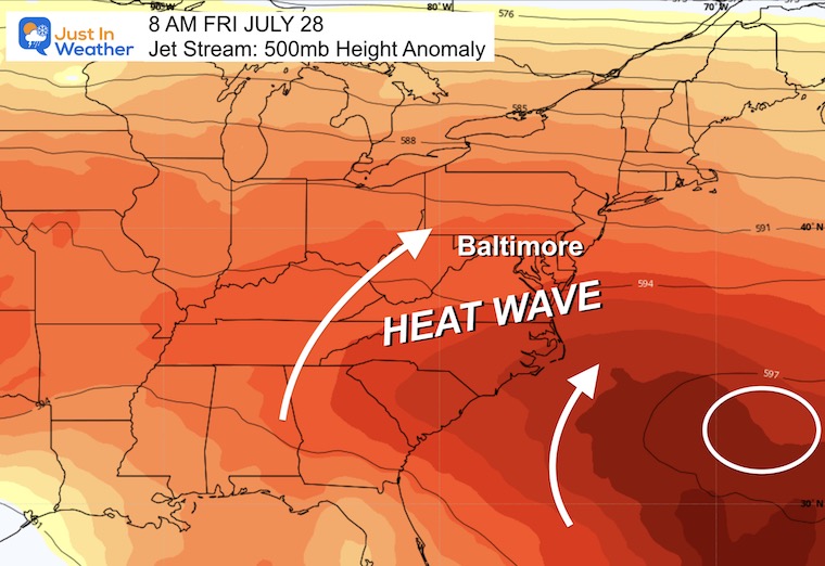 July 26 weather jet stream heat wave Friday