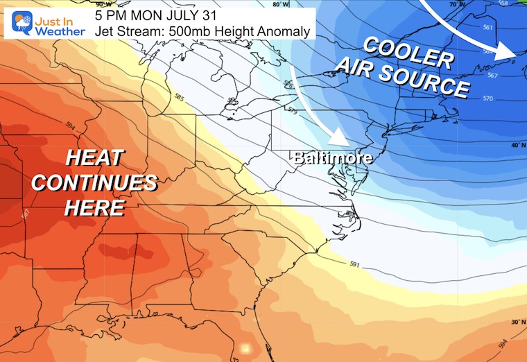 July 26 weather jet stream heat wave Monday