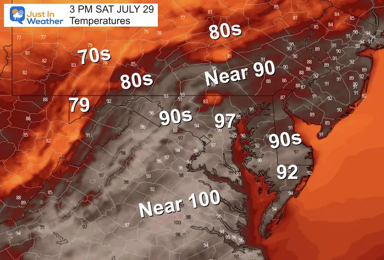 July 29 weather forecast temperatures