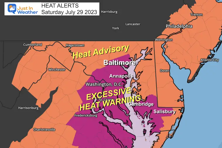 July 29 weather NOAA Heat Warning
