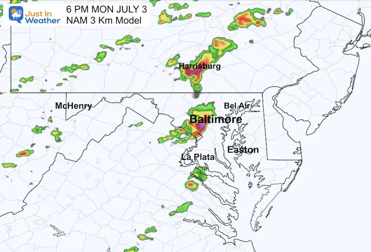 July 3 weather forecast radar storm NAM 6 PM