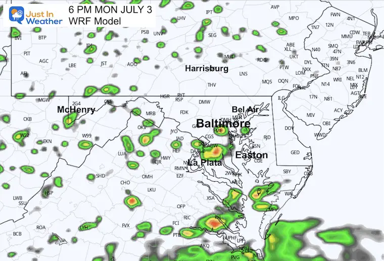 July 3 weather forecast radar storm WRF 6 PM
