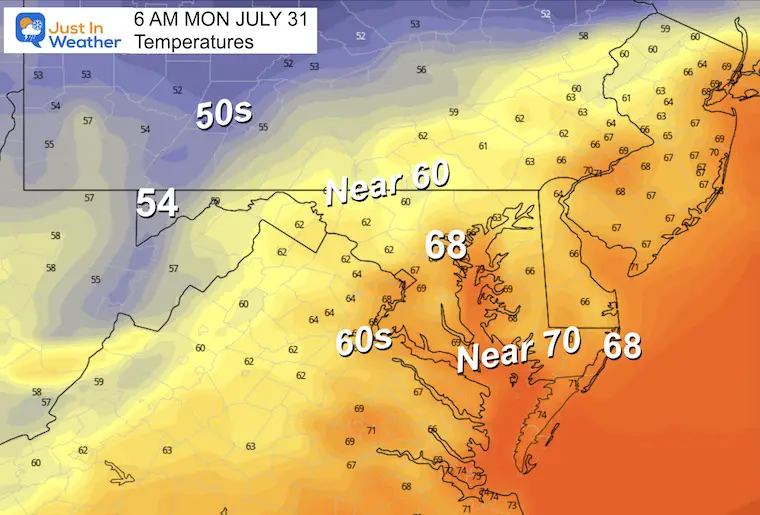 July 30 weather temperatures Sunday afternoon