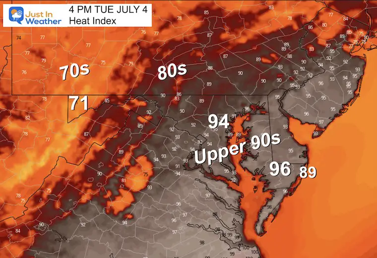 July 4 weather heat index