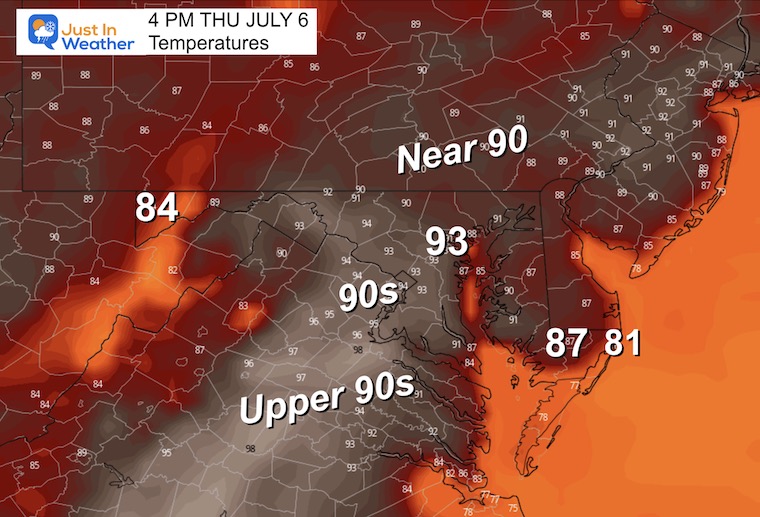July 5 weather temperatures Thursday afternoon