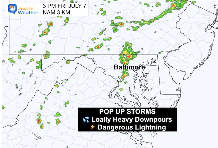 July 7 weather storm forecast friday afternoon NAM