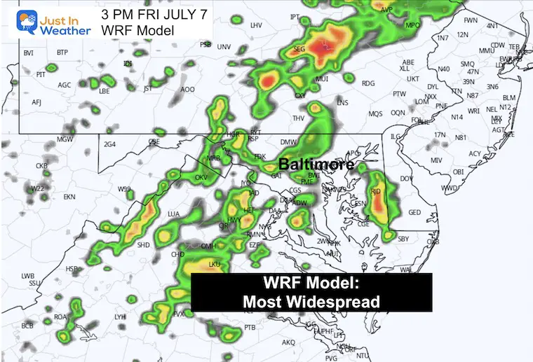 July 7 weather storm forecast friday afternoon WRF