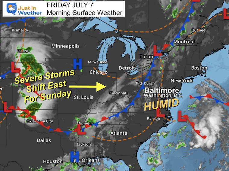 July 7 weather storm map Friday morning