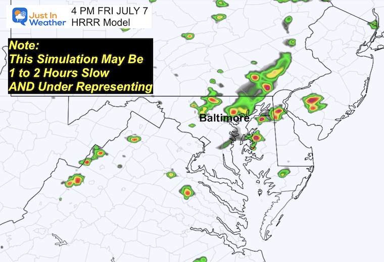 July 7 weather radar forecast Friday 4 PM