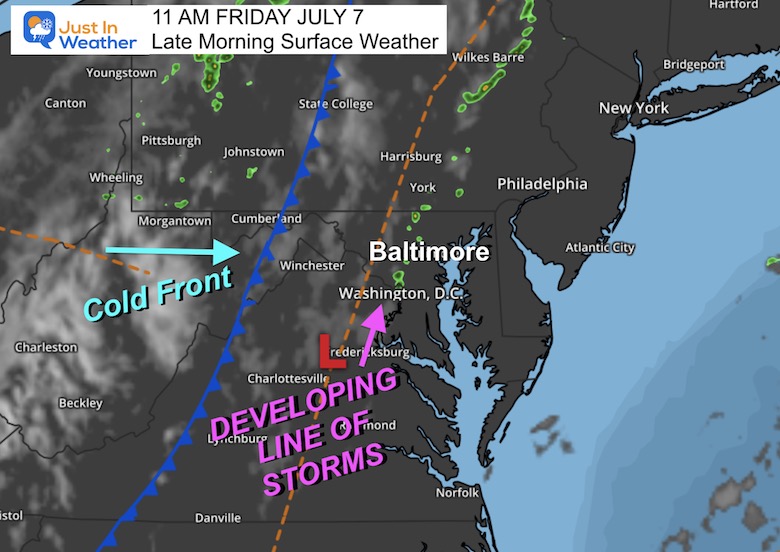 July 7 weather map forming storm