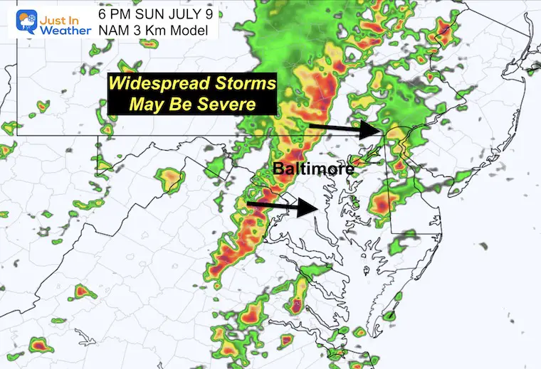 July 8 weather forecast storm radar Sunday