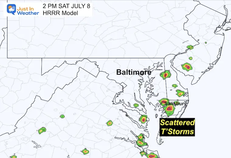 July 8 weather storm radar Saturday 2 PM
