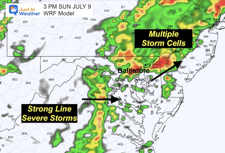 July 9 forecast radar WRF Sunday 3 PM