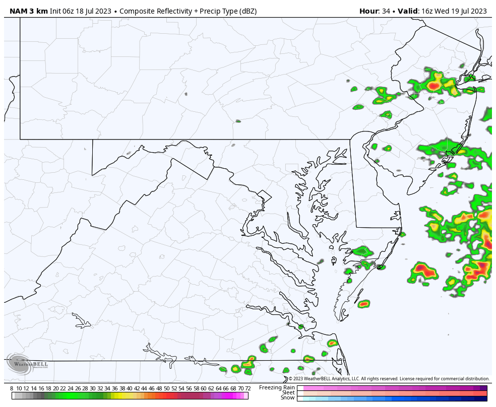 July 18 weather radar Wednesday afternoon