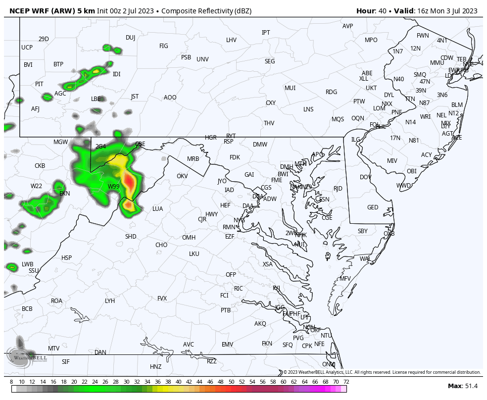 July 2 weather forecast radar storms Monday afternoon