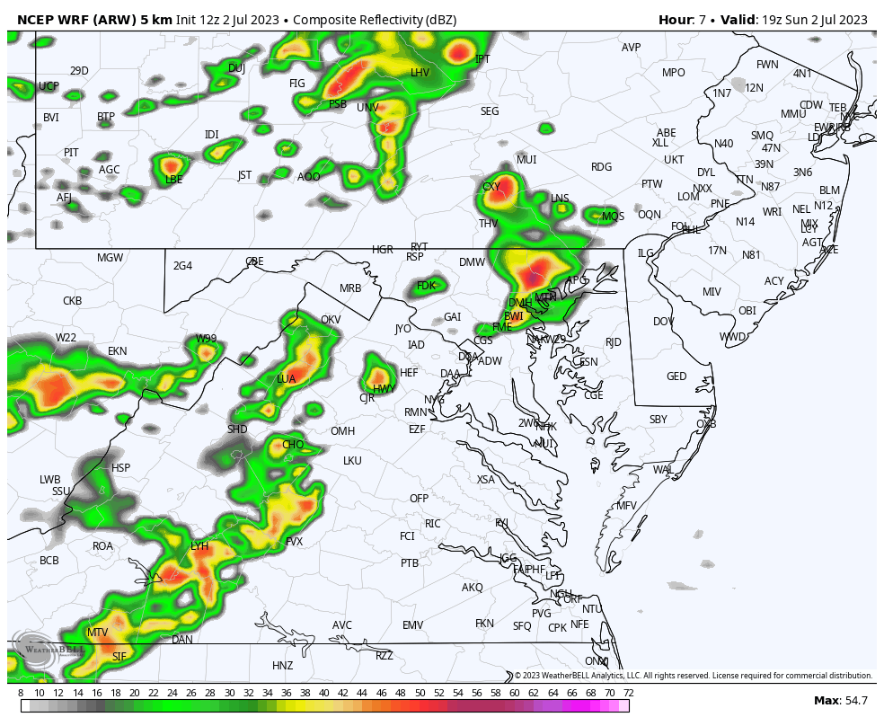 July 2 weather radar forecast WRF Model