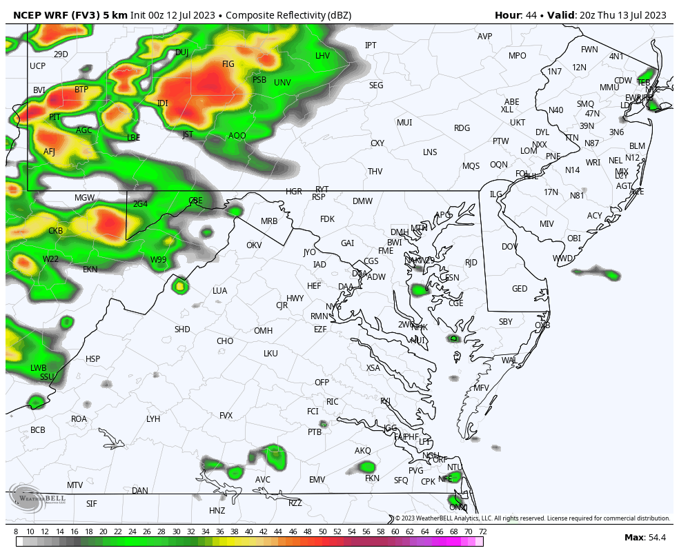 July 12 weather forecast storm radar Thursday