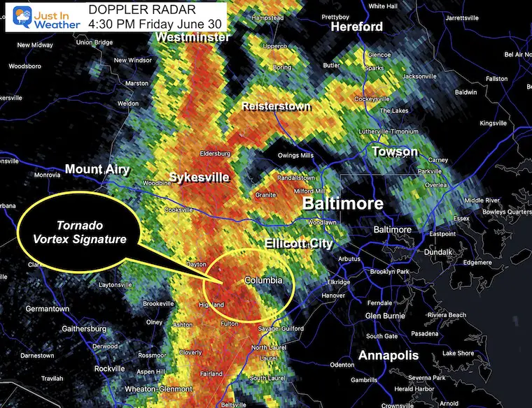 Storm radar Maryland June 30 tornado