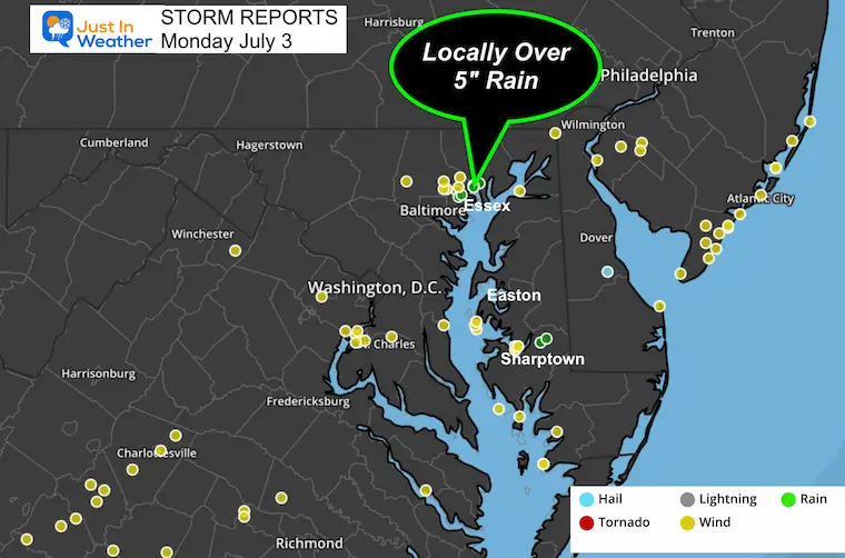 July 3 storm reports Maryland