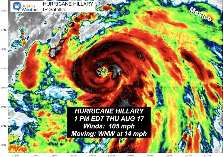 Hurricane Hillary August 17 Winds 105 mph