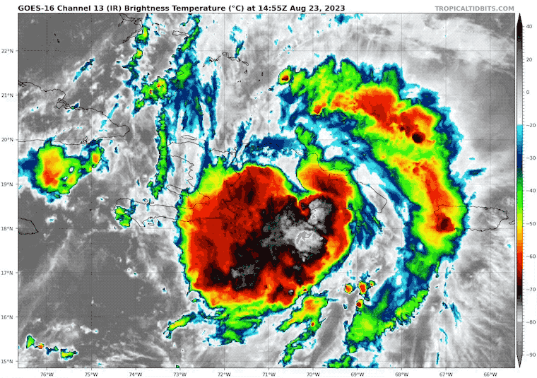 August 23 Tropical Storm Franklin IR Satellite loop