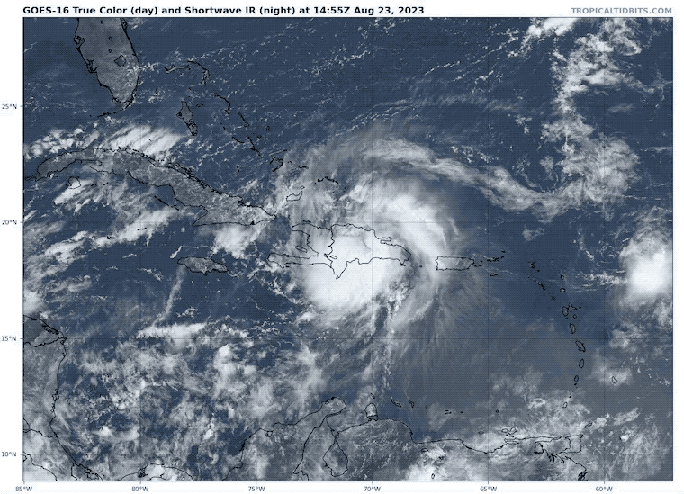 August 23 Tropical Storm Franklin Wide Satellite