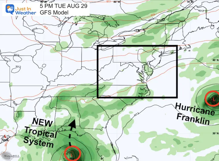 August 25 hurricane Franklin forecast Tuesday