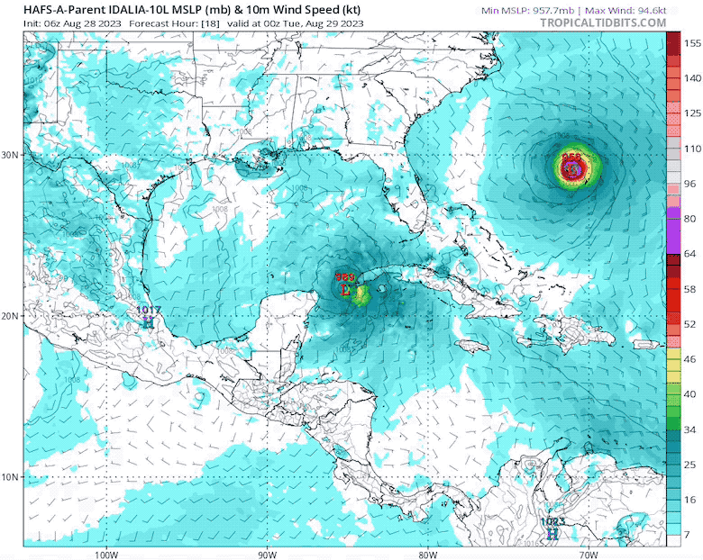 August 28 hurricane Idalia forecast animation