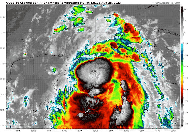 August 28 tropical storm Idalia satellite 11 AM